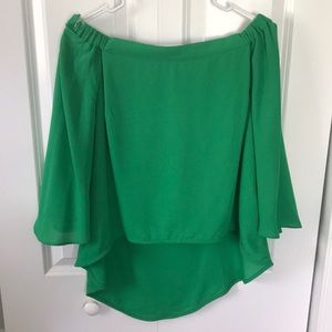 Green off the shoulder shirt